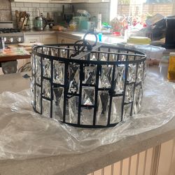 Black Metal And Crystal Chandelier 