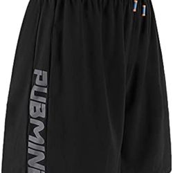 Lightweight Workout Running Athletic Shorts with Pockets for Men (L,Black)