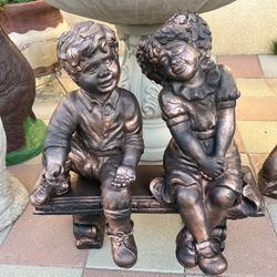 New Kids Sitting On Bench Made Out Of Cement On Black Friday 10% Discount 