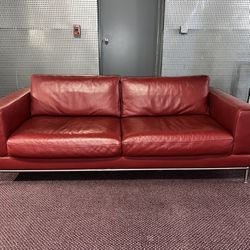 “IKEA red leather couch   