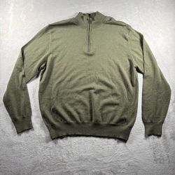 Linea Rossa Signature Men's Large Green Wool Blend 1/4 Zip Up Sweater #8F