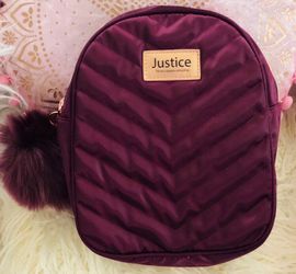 Quilted burgundy satin mini backpack