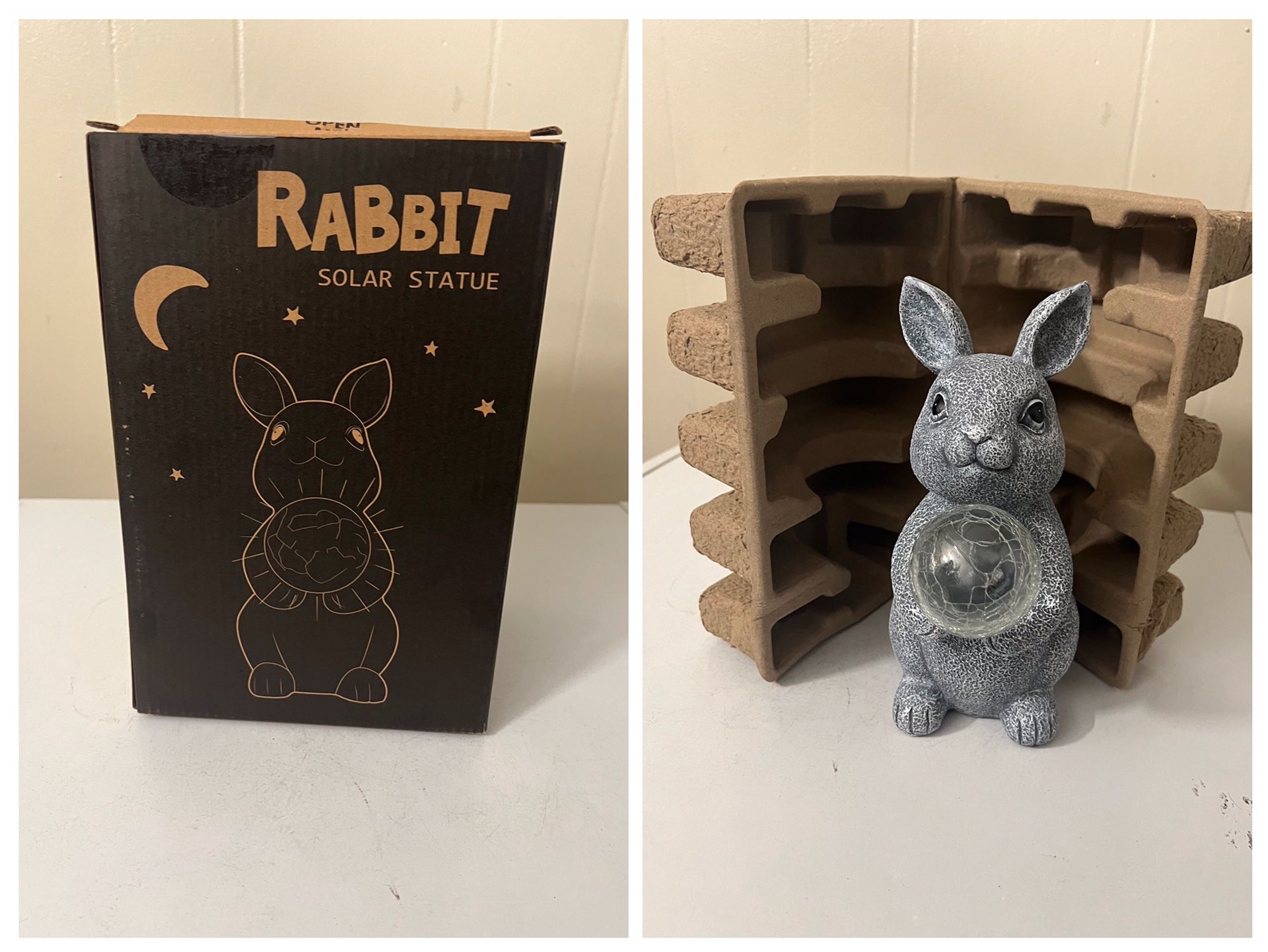 Rabbit with Solar Lantern Garden Statues