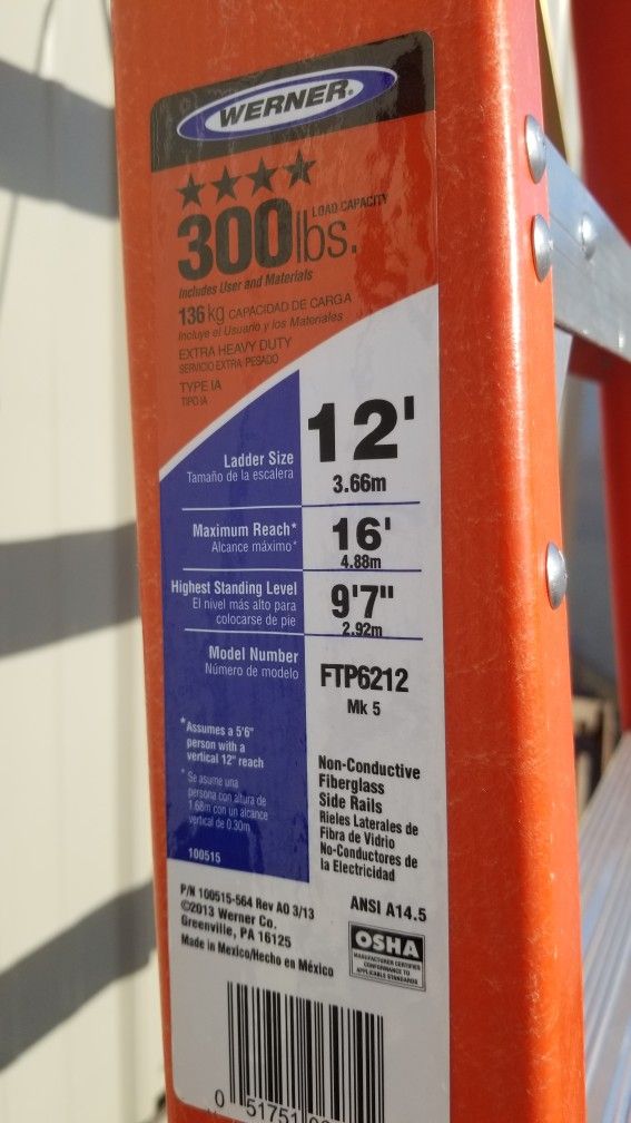 Werner 12´ tripod 3 legged step ladder Home & Garden