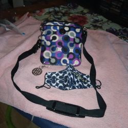 Coach Handbag With Coach Masks And Coach Key Chain