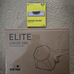White Corsair Vengeance 32GB RGB 6400MHz DDR5 RAM and White Cooler Master Elite Liquid 240 AIO CPU Cooler - BRAND NEW