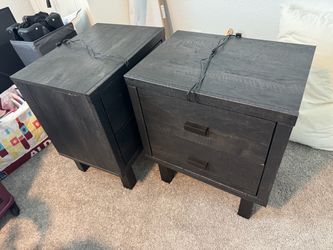 Dark Wood Nightstand Set of 2
