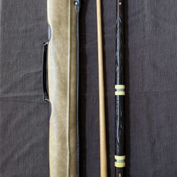 Vintage Brunswick 4 Piece Pool Cue Stick Carved 57” W/Case 