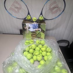 Pair of 2 Wilson Ultra Power XL 112  Tennis racquets & Lot Of 125  assorted Tennis Balls mainly Penn & Wilson and a few odd balls. The racquets are in