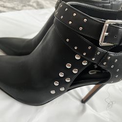 Black Heel Boots With Silver Studs 