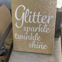 Gold Glitter Sign For Girls Room
