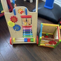Baby wooden walker and toy