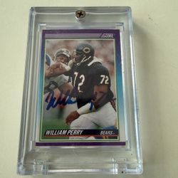 William Perry Chicago Bears signed autograph 1990 Score football card Fridge