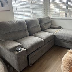 Sectional Sleeper Sofa  With Storage And Cup holders 