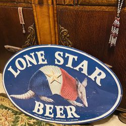 2001 Lone Star 1 Of 1000 Armadillo Tin Sign. 34”x 23”