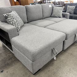 BRAND NEW Sectional Sofa, Pop-Up Sleeper, Storage Chaise with USB & USB-C Ports Cup Holders And Shelves