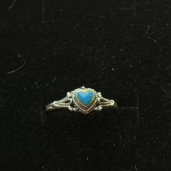 Turquoise Stone heart silver Ring