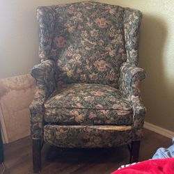 Two Floral Wing-back Chairs Recliner $30 Each Make It Your Own 