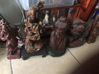 Chinese wooden carvings (5) very old.
