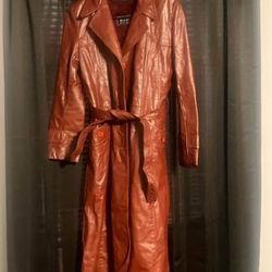 Vintage Pierre Andre Red Leather Trench Coat