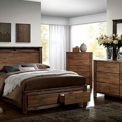 Brand New Oak 4pc Queen Bedroom Set (Available In California & Eastern King)