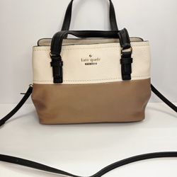 Kate Spade Black & Toasty Pebbled Leather Jackson Street Octavia Shoulder Crossbody Bag