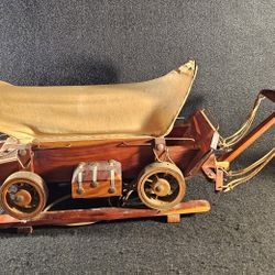 Antique "Working" 1950s Handcrafted All Original Wood Prairie Wagon Lamp ( 26"X11" X8" )