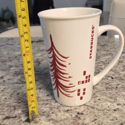STARBUCKS 16 oz Coffee Mug Cup Tall Latte Christmas Tree Line Art Holiday 2017