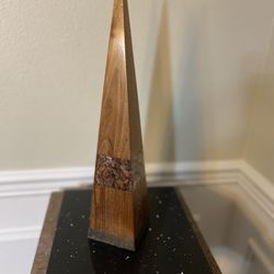 Mid- Century Modern Wooden Obelisk with Tessellated Stone Inlay 17”T
