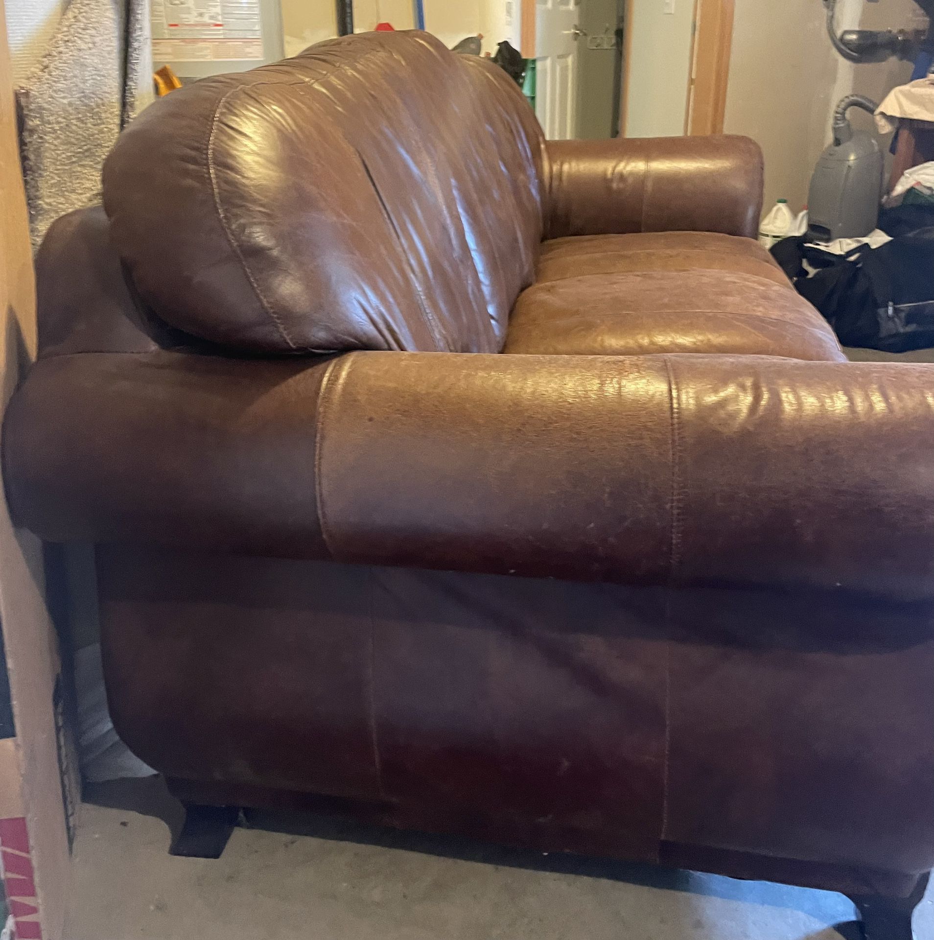FREE! Brown Leather CouchCostco for Sale in Seattle, WA OfferUp