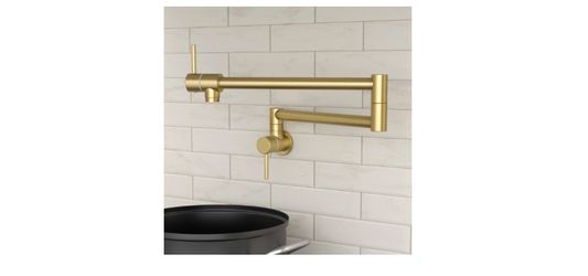 Brushed Gold Pot Filler with Heat-Resistant Cartridge, 25.6" Pot Filler Faucet Over Stove, Wall Mount Kitchen Faucet Double Joints, Stainless Steel, N