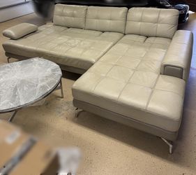 Moroni Italian Cream Leather Sectional | Originally $12,000 | Now $2,500 | 9’ Long