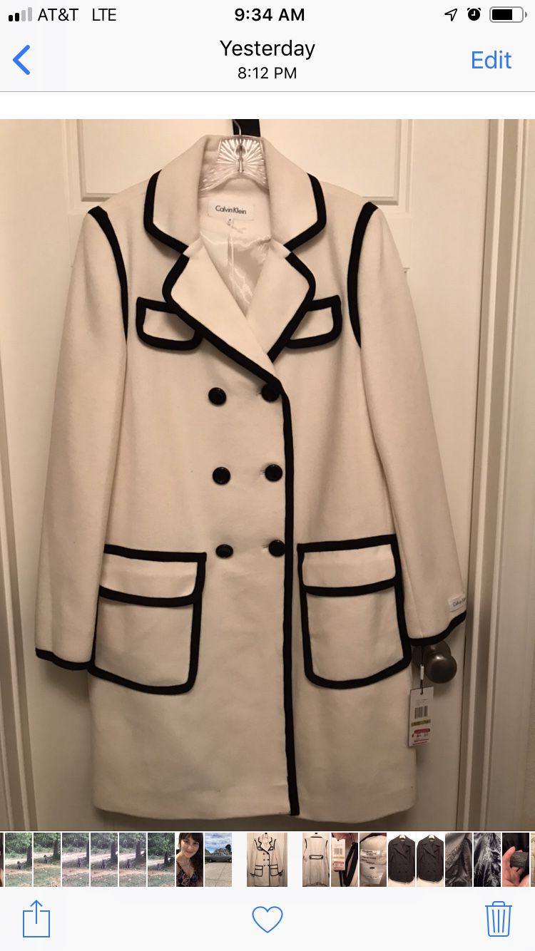 NWT Calvin Klein wool jacket ivory color Size 14