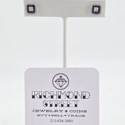 14k gold diamond & sapphire earrings