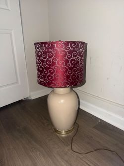 Table Lamp with Burgundy Patterned Shade