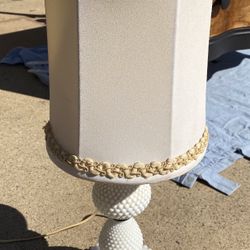 Milk glass lamp with shade- In Great Working Condition