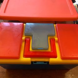 Plastic Art Supplies Carrying Case Filled With Craft Materials 