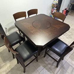 60 inch High Round dining table with 6 Chairs