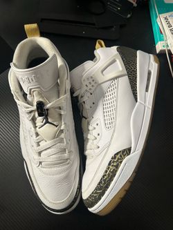 Jordan Spizike Low White Metallic Gold Size 14