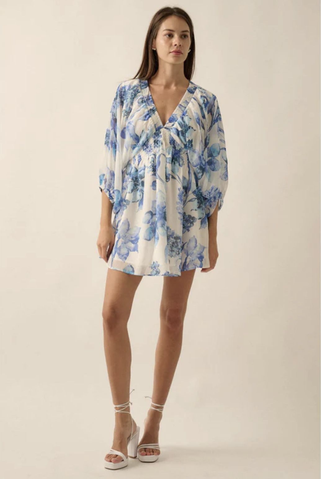 New Promesca Blue and White Floral Dress
