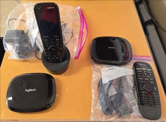 Logitech Harmony remotes + box full of random items