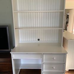 White Wood Desk And Bookshelf