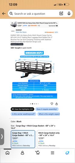 500 lbs cargo hitch