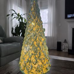 Pre-lit mercury glass Christmas tree tabletop decoration