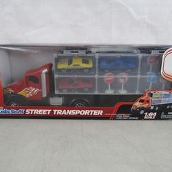 Kids Stuff Street Transporter Carry Case & 3 Die Cast Cars 1:64 NEW


