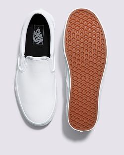 White Leather Like Slip On Vans