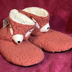Fuzzy Babba Faux Fur Animal FOX Slipper Socks M/L 8-10 NEW!