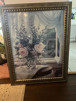 Beautiful Huge Art In A Nice Looking Glass Frame