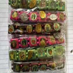 12 brand new religious saint rosary wooden bracelets