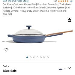 Our Place Cast Iron Always Pan | Premium Enameled, Toxin-Free Surface | 10-inch 8-in-1 Multifunctional Cookware System | Lid, Handle Covers | Heavy Du
